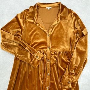Gold Velvet Dress/ Size L